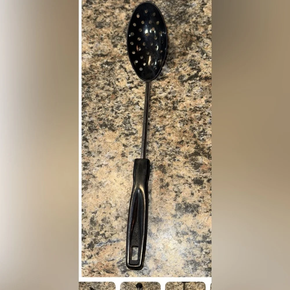 Black Nylon Stainless Slotted Spatula Serving Skimmer Spoon Lightweight Plastic